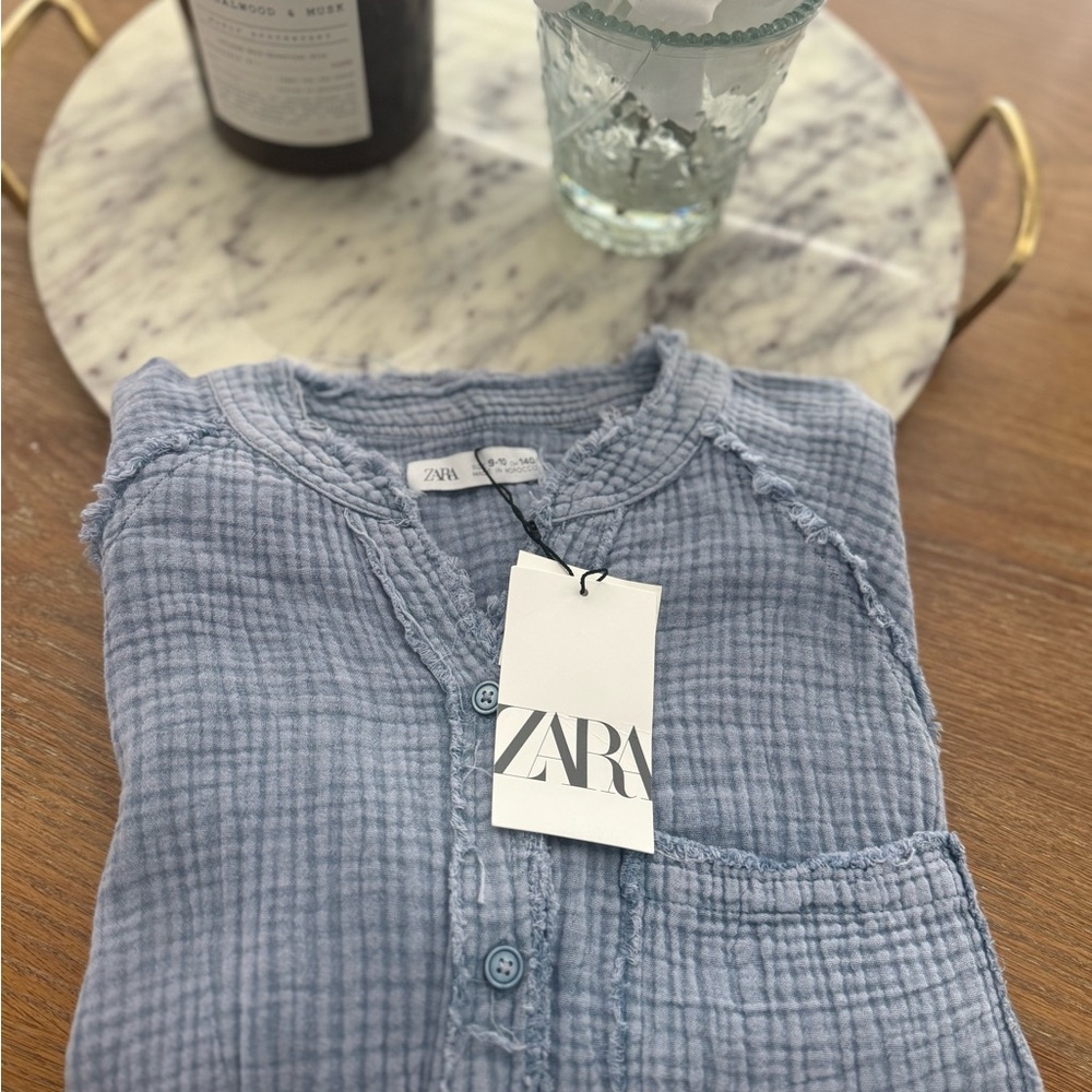 Zara Blue Textured Top